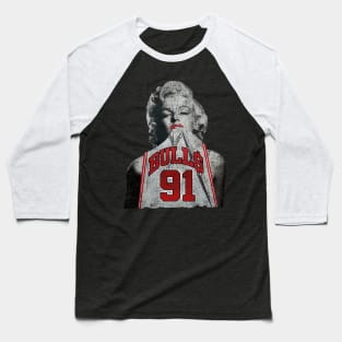 Retro - Marilyn Monroe Chicago Dennis Rodman white Baseball T-Shirt